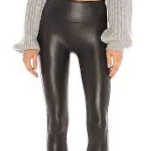 Spanx Faux Leather Leggings Sz L Black Color Pull On Stretch Pants Excellent
